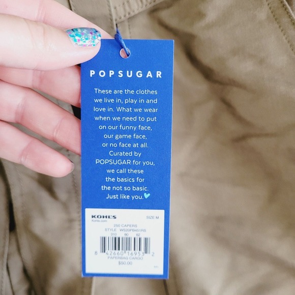 NWT Popsugar Women's Brown High‎ Rise Tie Waist Tapered Ankle Pants. Size M - Picture 7 of 9